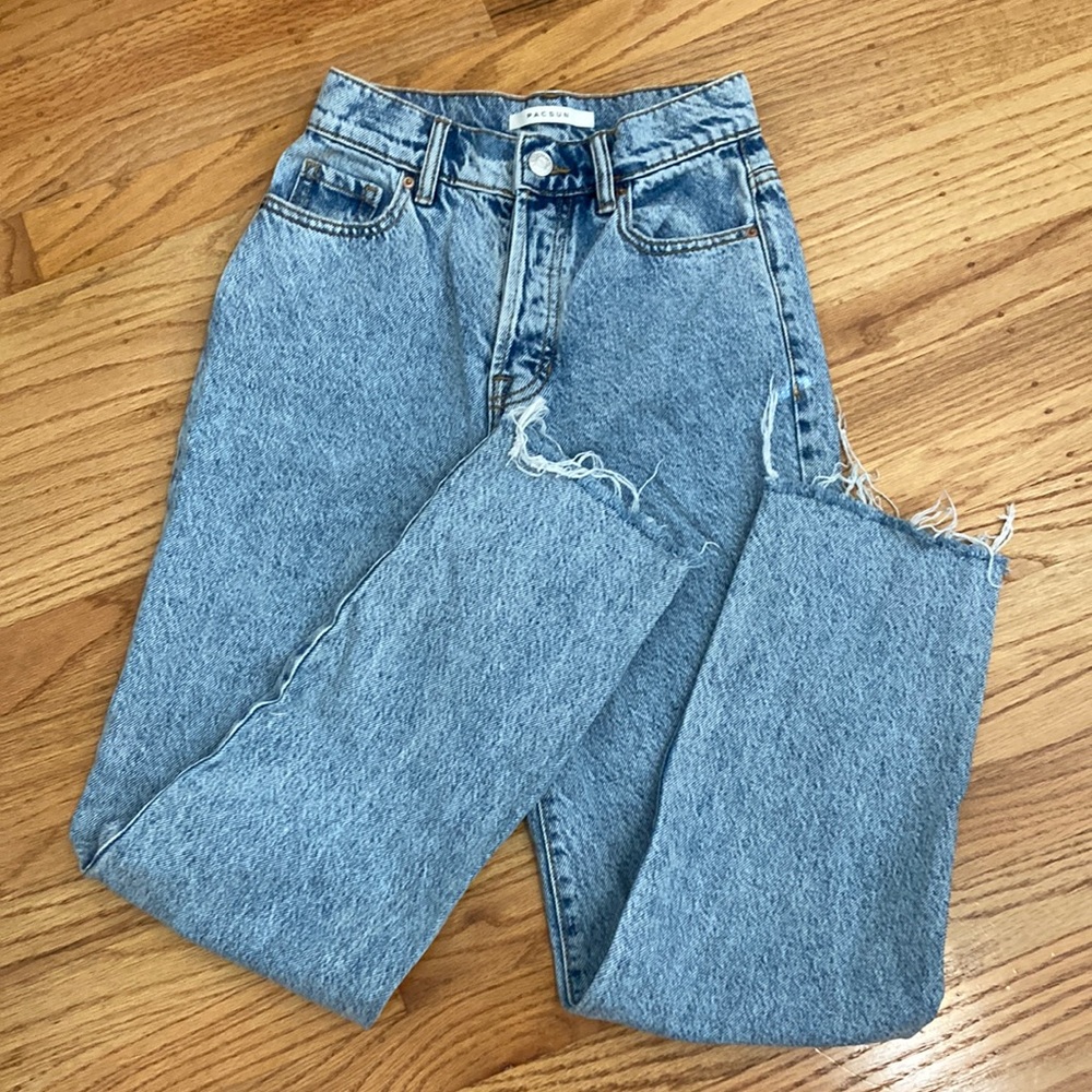 pacsun eco light blue high waisted straight leg jean